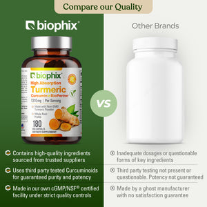 Organic Turmeric Curcumin 1310 mg 180 Vegetarian Capsules with BioPerine