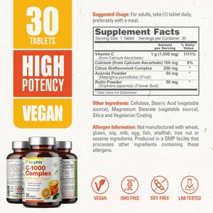 Vitamin C-1000 mg High-Potency 30 Tablets biophix