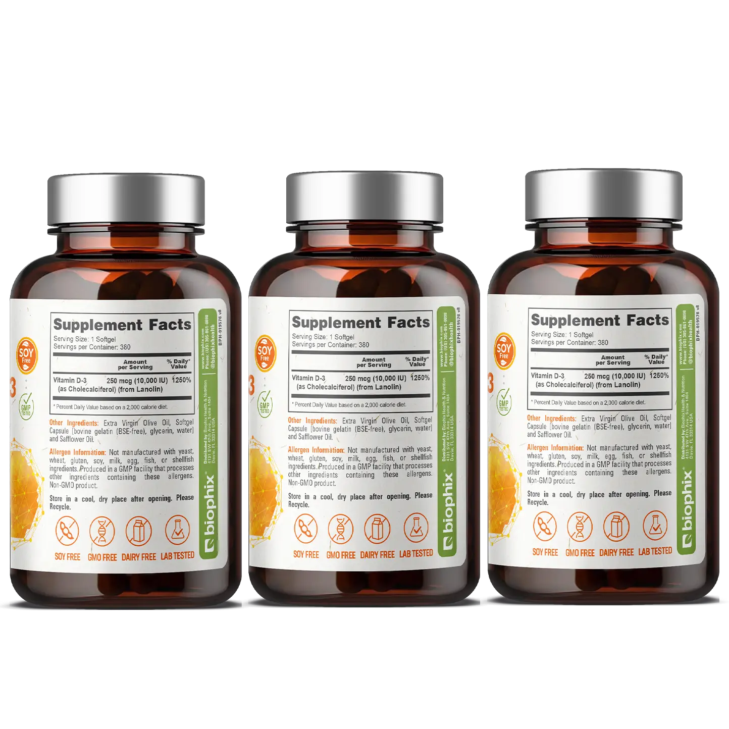 Vitamin D-3 10000 IU High-Potency 380 Softgels - 3 Pack Biophix Vitamin D-3 10000 IU High-Potency 380 Softgels - 3 Pack Biophix
