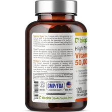 Load image into Gallery viewer, Vitamin D-3 50000 IU High-Potency 120 Vegetarian Capsules biophix