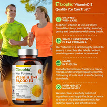 Load image into Gallery viewer, Vitamin D-3 50000 IU High-Potency 120 Vegetarian Capsules biophix