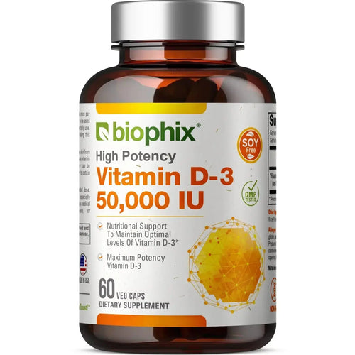 Vitamin D-3 50000 IU High-Potency 60 Vegetarian Capsules biophix