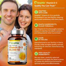 Load image into Gallery viewer, Vitamin D-3 50000 IU High-Potency 60 Vegetarian Capsules biophix