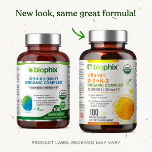 biophix Organic Vitamin D-3 K2 Turmeric 180 Vegetarian Capsules