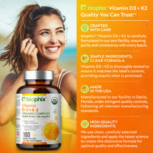 Load image into Gallery viewer, biophix Organic Vitamin D-3 K2 Turmeric 180 Vegetarian Capsules