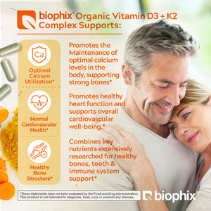 biophix Organic Vitamin D-3 K2 Turmeric 180 Vegetarian Capsules