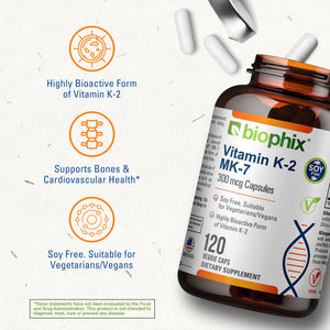 biophix Vitamin K2 MK-7 - 300 mcg 120 Vegetarian Capsules