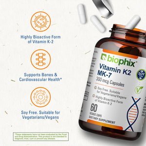 biophix Vitamin K2 MK-7 - 300 mcg 60 Vegetarian Capsules