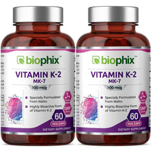 Load image into Gallery viewer, Vitamin K2 MK-7 High-Potency 100 mcg 60 Vegetarian Capsules - 2 Pack biophix