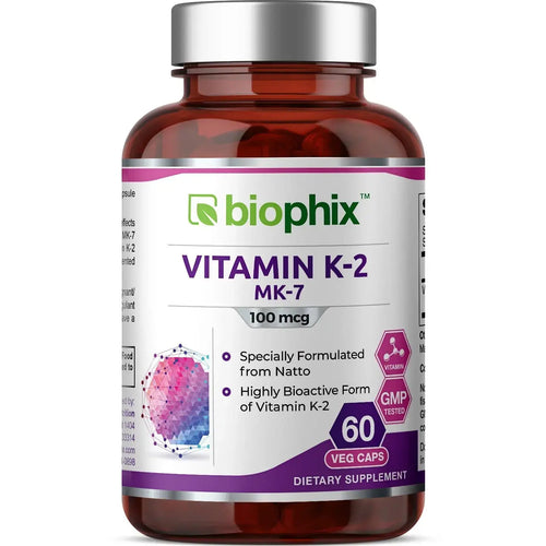 Vitamin K2 MK-7 High-Potency 100 mcg 60 Vegetarian Capsules biophix