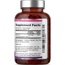Load image into Gallery viewer, Vitamin K2 MK-7 High-Potency 100 mcg 60 Vegetarian Capsules biophix