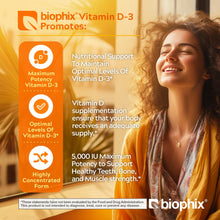 Load image into Gallery viewer, Vitamin D-3 5000 IU High-Potency 360 Softgels Biophix