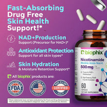 Load image into Gallery viewer, biophix B-3 Nicotinamide 500 mg 60 Caps - Nicotinic Amide Niacin Supports Skin Cell Health Biophix