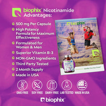Load image into Gallery viewer, biophix B-3 Nicotinamide 500 mg 60 Caps - Nicotinic Amide Niacin Supports Skin Cell Health Biophix
