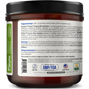 Biophix Blulina Organic Blue Spirulina Powder 6 oz 170 g - Detoxification Antioxidants Immune Support Superfood biophix