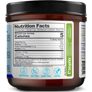 Biophix Blulina Organic Blue Spirulina Powder 6 oz 170 g - Detoxification Antioxidants Immune Support Superfood biophix