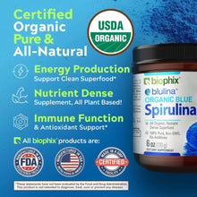 Load image into Gallery viewer, Biophix Blulina Organic Blue Spirulina Powder 6 oz 170 g - Detoxification Antioxidants Immune Support Superfood biophix