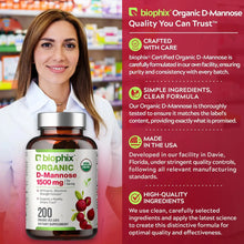 Load image into Gallery viewer, biophix D-mannose USDA Organic 1500 mg 200 Vegetarian Capsules biophix
