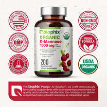 Load image into Gallery viewer, biophix D-mannose USDA Organic 1500 mg 200 Vegetarian Capsules biophix