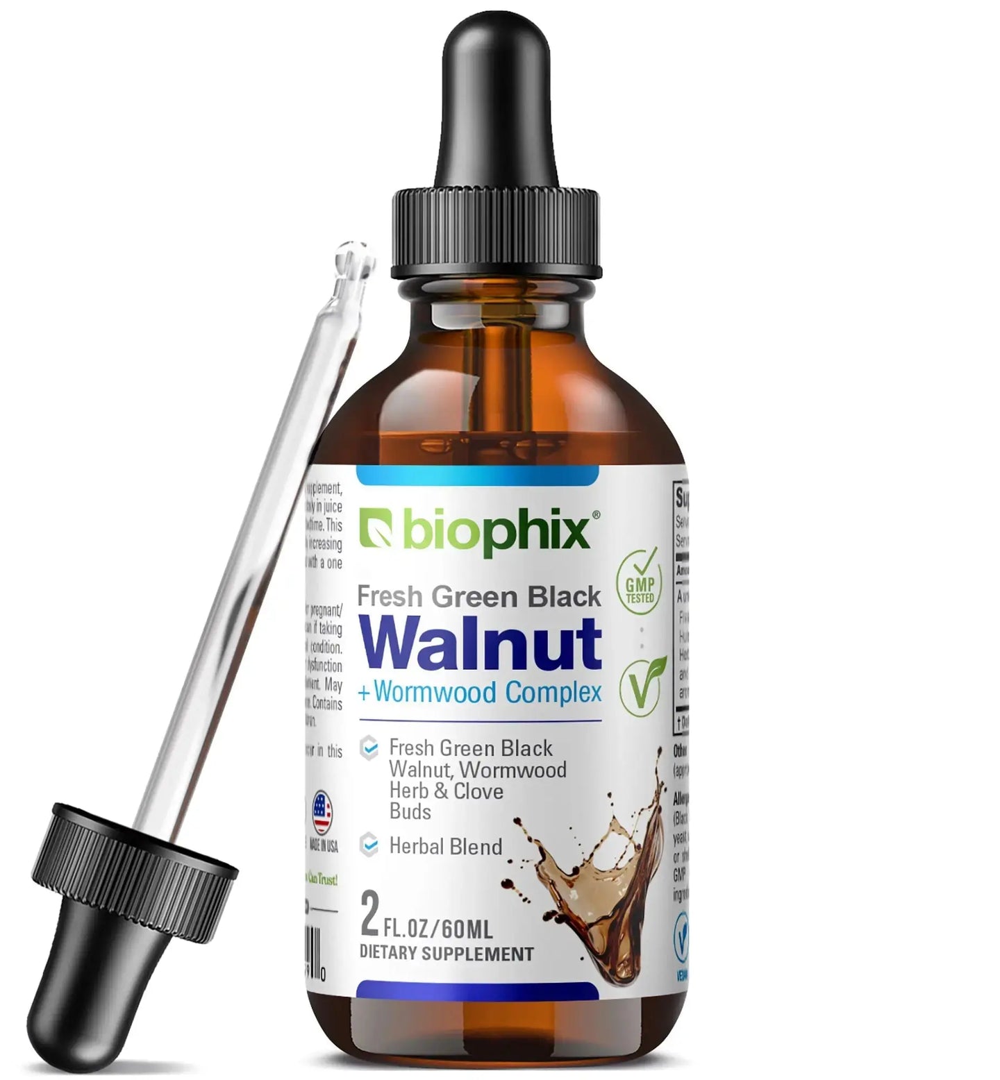 biophix Fresh Green Black Walnut Wormwood Liquid Extract 2 oz biophix