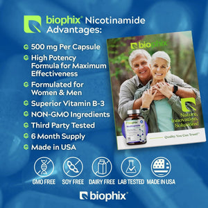 biophix Nicotinamide 500 mg 180 Vegetarian Capsules with Free Vitamin D-3 5000 IU 30 Softgels biophix