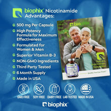 Load image into Gallery viewer, Biophix Nicotinamide 500 mg 180 Vegetarian Capsules - B3 Skin Antioxidants Detoxification Immune Support