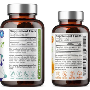 biophix Nicotinamide 500 mg 180 Vegetarian Capsules with Free Vitamin D-3 5000 IU 30 Softgels biophix