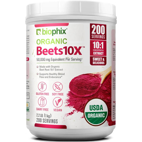 Biophix Organic Beets 10X Beet Root Powder – 2.2 lbs 50000 mg Equivalent - Superfood Energy Support Detoxification Heart Health biophix
