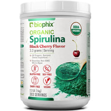 Load image into Gallery viewer, Biophix Organic Spirulina Powder Black Cherry Flavor 2.2 lbs 1 kg - Green Antioxidants Superfood Protein Immune Support biophix