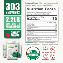 Load image into Gallery viewer, Biophix Organic Spirulina Powder Black Cherry Flavor 2.2 lbs 1 kg - Green Antioxidants Superfood Protein Immune Support biophix