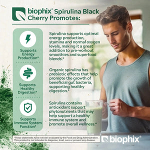 Biophix Organic Spirulina Powder Black Cherry Flavor 2.2 lbs 1 kg - Green Antioxidants Superfood Protein Immune Support biophix
