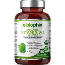 Load image into Gallery viewer, biophix Organic Vitamin D-3 Complex 10000 IU 180 Vegetarian Capsules with Turmeric biophix