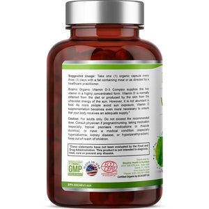 biophix Organic Vitamin D-3 Complex 10000 IU 180 Vegetarian Capsules with Turmeric biophix