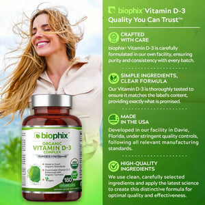 biophix Organic Vitamin D-3 Complex 10000 IU 180 Vegetarian Capsules with Turmeric biophix