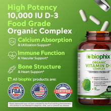 Load image into Gallery viewer, biophix Organic Vitamin D-3 Complex 10000 IU 180 Vegetarian Capsules with Turmeric