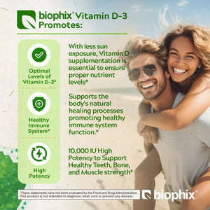 biophix Organic Vitamin D-3 Complex 10000 IU 180 Vegetarian Capsules with Turmeric biophix