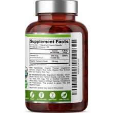 Load image into Gallery viewer, biophix Organic Vitamin D-3 Complex 10000 IU 180 Vegetarian Capsules with Turmeric biophix