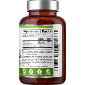 biophix Organic Vitamin D-3 Complex 10000 IU 180 Vegetarian Capsules with Turmeric biophix