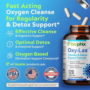 Biophix Oxy-Lax 750 mg 120 Vegetarian Capsules - Gentle Natural Stool Softener Detoxification Support biophix