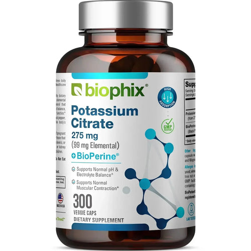 biophix Potassium Citrate 275 mg with BioPerine 300 Veggie Capsules biophix