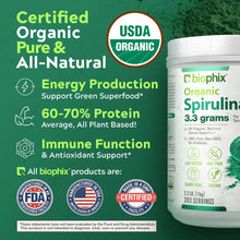 Load image into Gallery viewer, Biophix Spirulina USDA Certified Organic Powder 2.2 lbs 1 kg - Green Antioxidants Superfood Protein Immune Support biophix