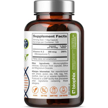 Load image into Gallery viewer, biophix Vitamin K2 MK-7 - 300 mcg 120 Vegetarian Capsules