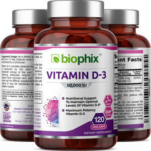 Vitamin D-3 50000 IU High-Potency 120 Vegetarian Capsules