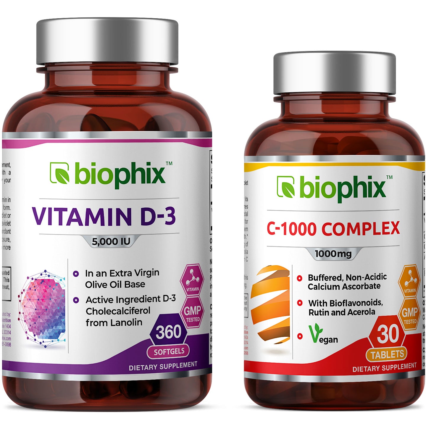 Vitamin D-3 5000 IU HIgh-Potency 360 Softgels with Free Vitamin C-1000 30 Tablets
