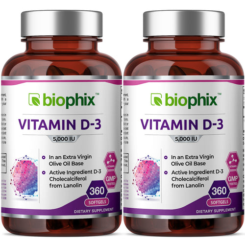 Vitamin D-3 5000 IU High-Potency 360 Softgels - 2 Pack