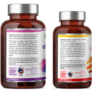 Vitamin D-3 10000 IU High-Potency 380 Softgels with Free Vitamin C-1000 30 Tablets