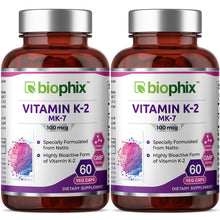 Load image into Gallery viewer, Vitamin K-2 MK-7 High-Potency 100 mcg 60 Vegetarian Capsules - 2 Pack